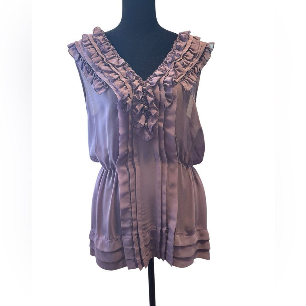 LOFT Purple Ruffled‎ Blouse